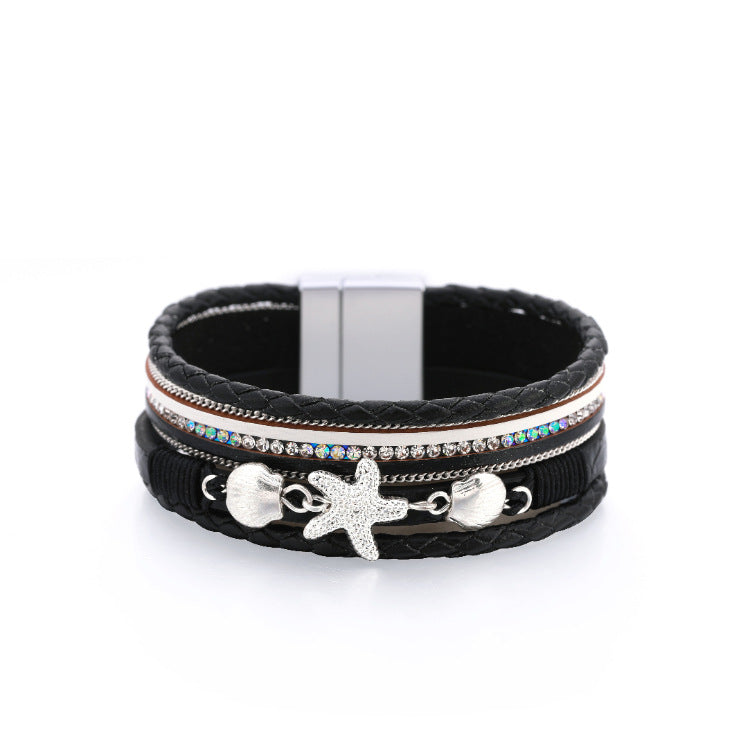 Wholesale Ethnic Style Holiday Style Small Starfish Inlaid with Colorful Diamond Bracelets